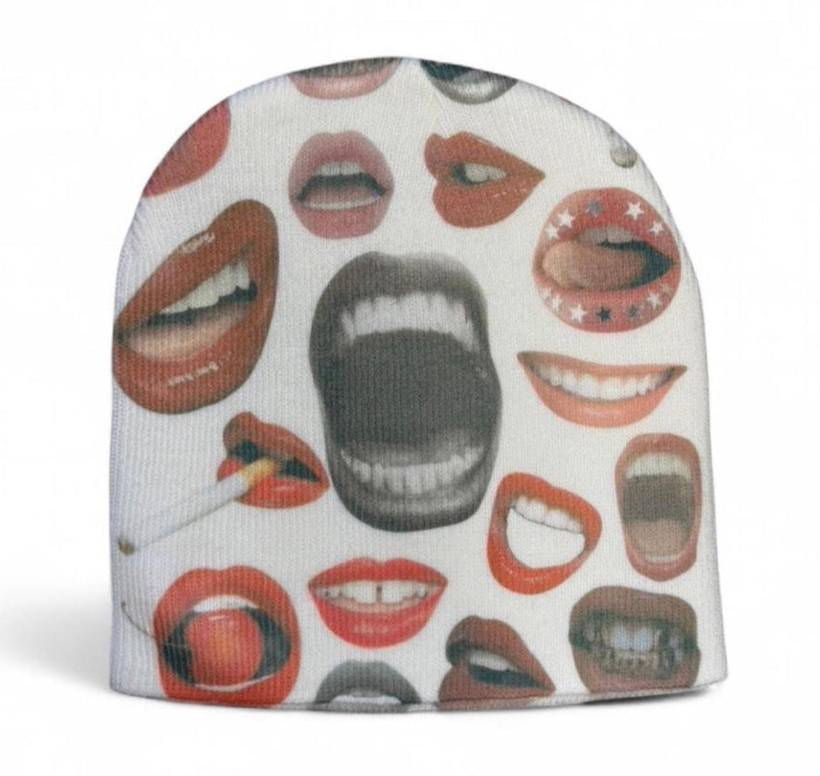 Lip Collage Graphic Beanie